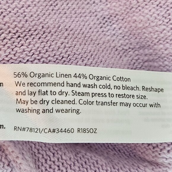 Eileen Fisher Lilac Purple Malow Sweater Size PM Organic Linen Cotton Boxy - Picture 6 of 9